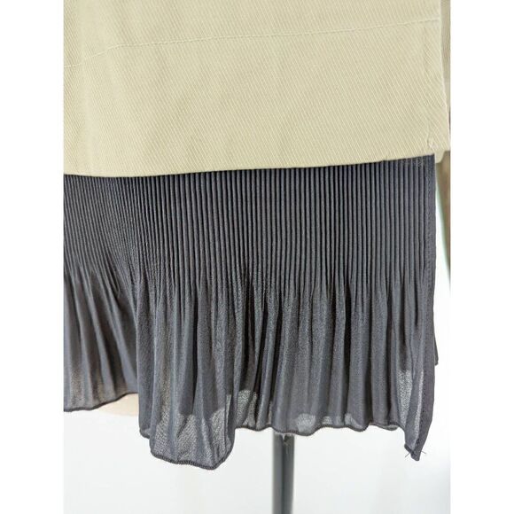 Trend Women Beige And Steel Blue Cotton Blend Short Trench Coat Size 40 - Picture 5 of 14